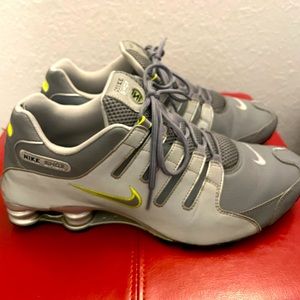 Nike Shox NZ size 12. Metallic silver, grey metallic silver with neon green